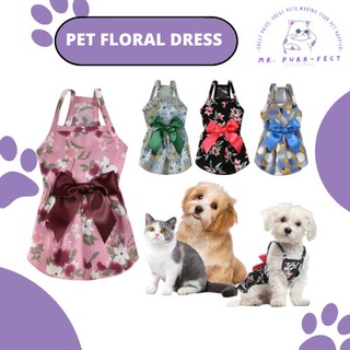 Dog Bowknot Floral Dress Pet Princess Dress Dog Sundress Dog Princess Dress Puppy Summer Dress
