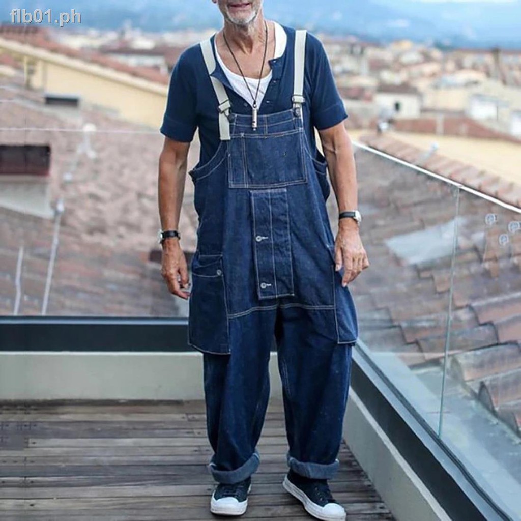 mens blue denim overalls