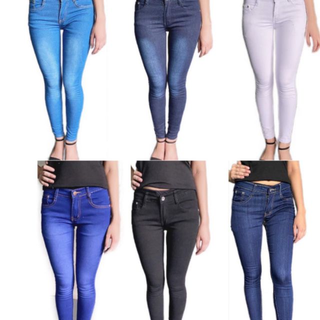 6 Color Jeans Denim Skinny Pants for Fashion | Shopee Philippines