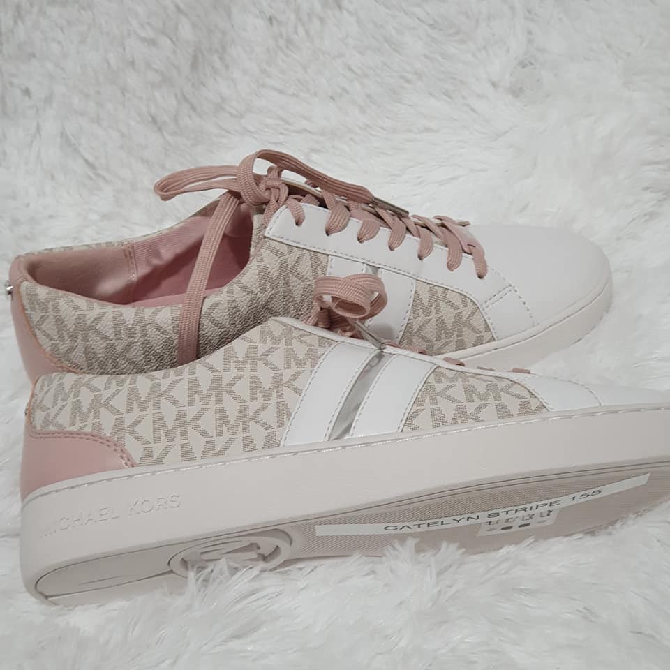 Michael Kors 100% USA Authentic Catelyn Stripe Lace Up Shoes Vanilla  Sneakers | Shopee Philippines