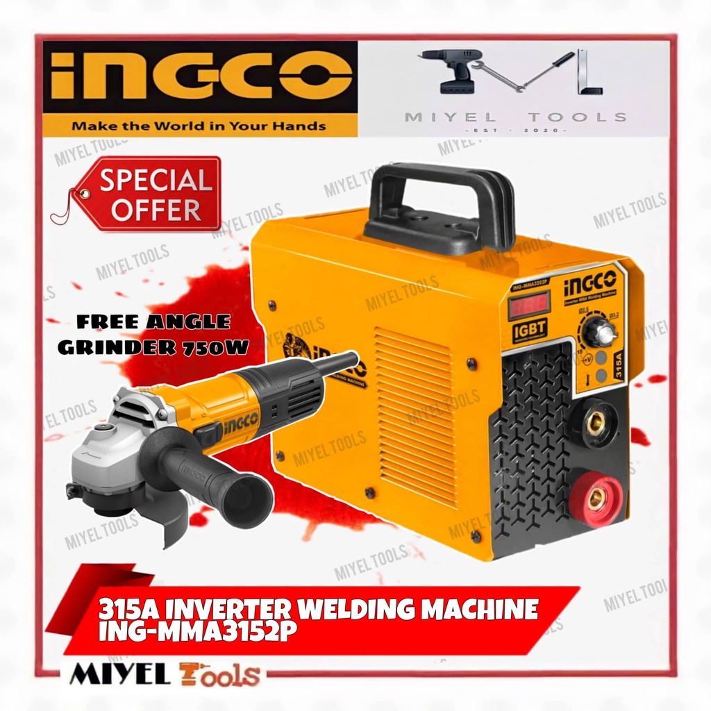 Ingco A Inverter Welding Machine Ing Mma P W Free Angle Grinder