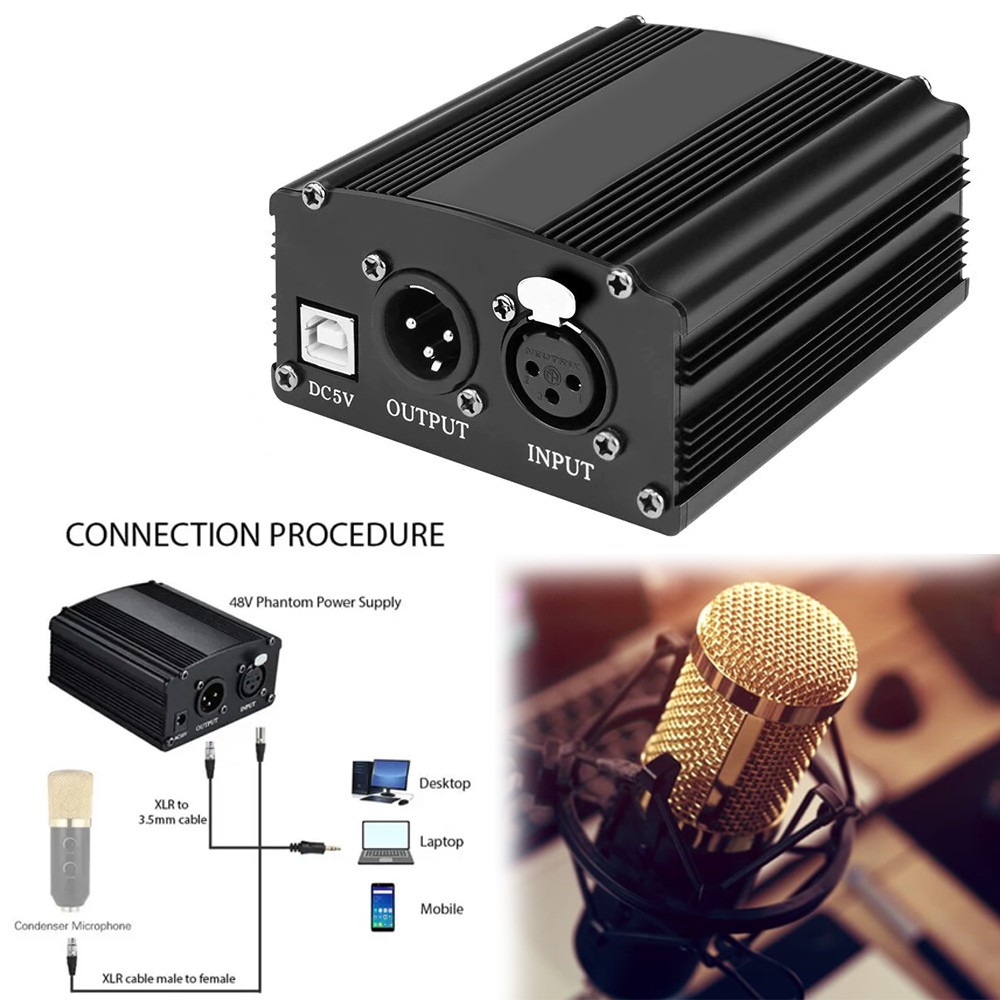 Phantom Power Supply For Condenser 5V USB input power Microphone (48V