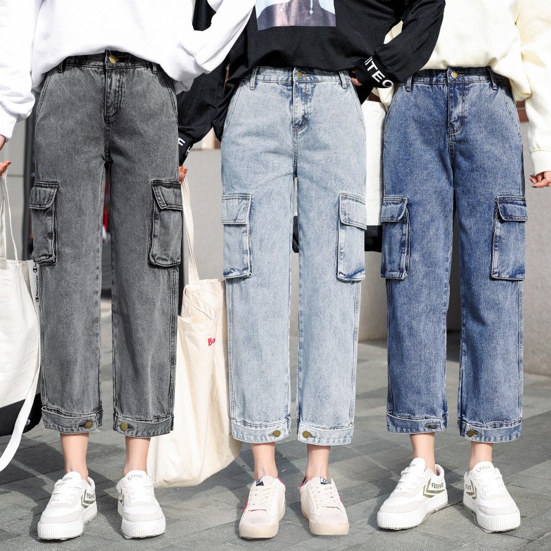 cargo blue jeans womens