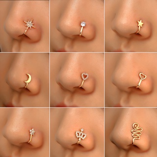 Fashion Cool Fake Creative Non-perforated U-shaped Nose Clip Inlaid Zircon Star Love Crown Nose Ring Fake Nose Piercing