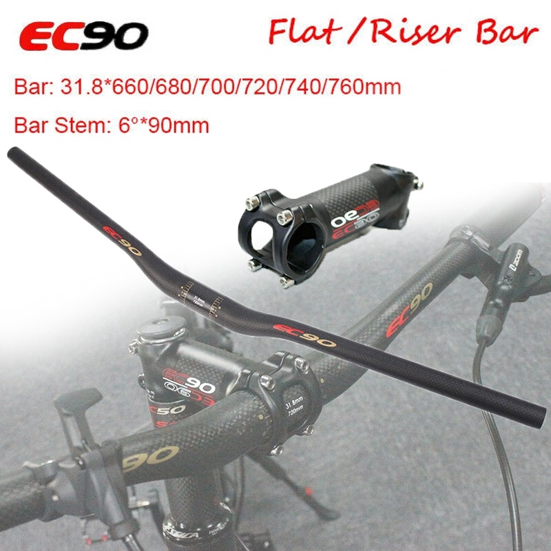 EC90 Handlebars 25.4/31.8mm Carbon Fiber Mountain Road Bike Flat/Riser Bar Stems 