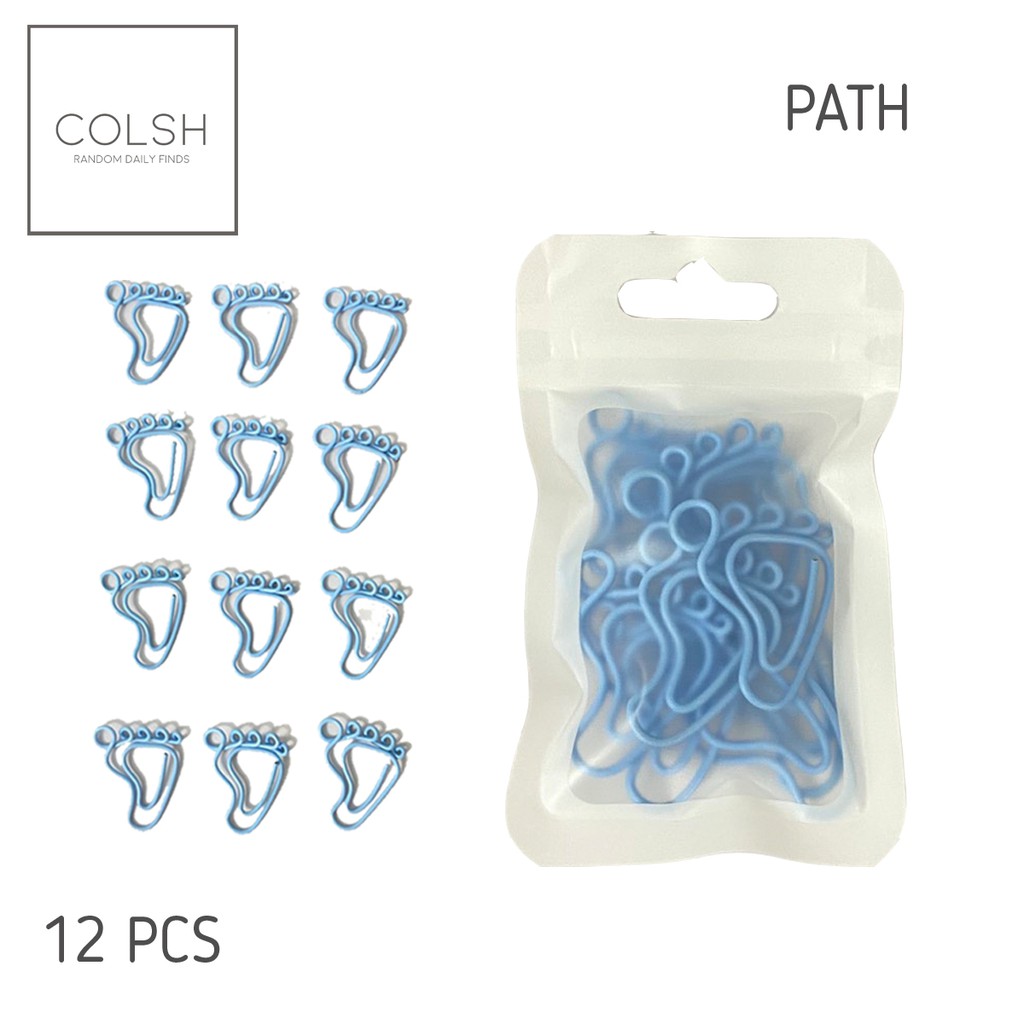 12 pcs Small Foot Shape Memo Clip Paper Clips Bookmark Clips Office Stationeries 