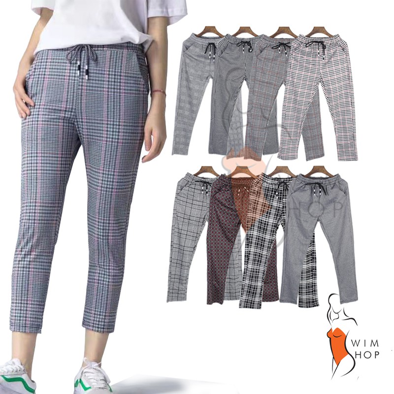 slim fit checkered pants