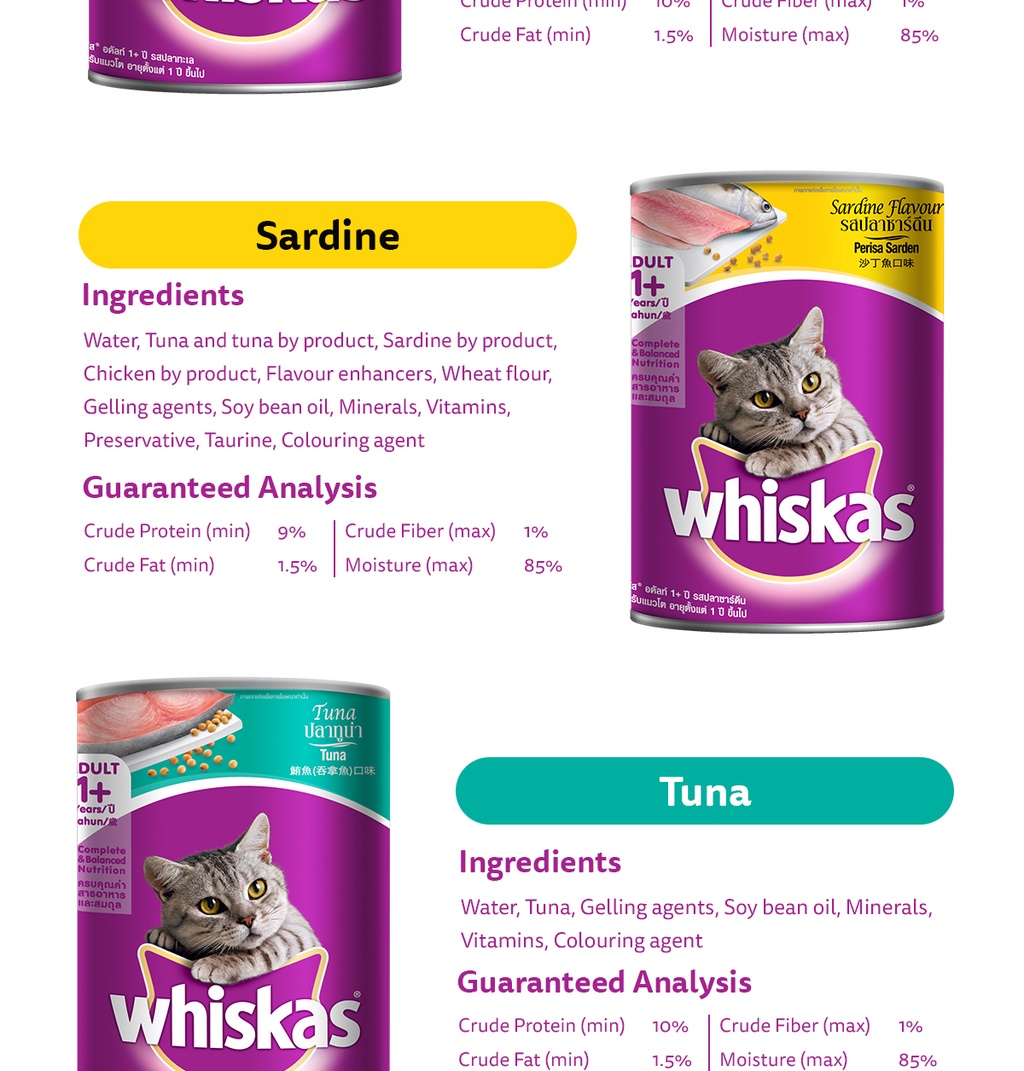 WHISKAS Wet Cat Food Canned Cat Food in Ocean Fish Flavor (2Pack