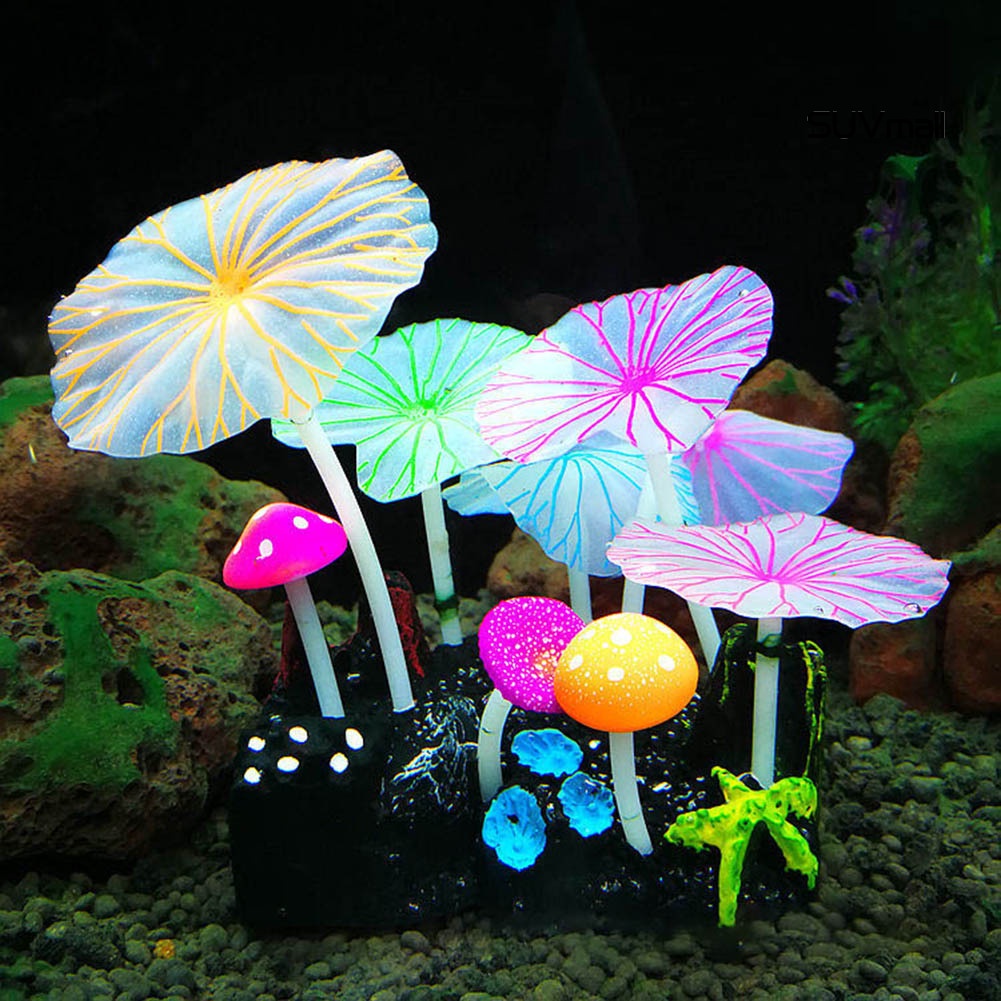 SUV- Silicone Simulated Aquatic Plant Fluorescent Aquarium Decoration with Sucker