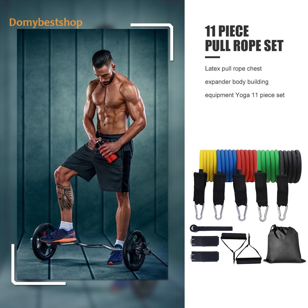 11x Muscle Strength Training Exercise Handle TPE Elastic Resistance Bands