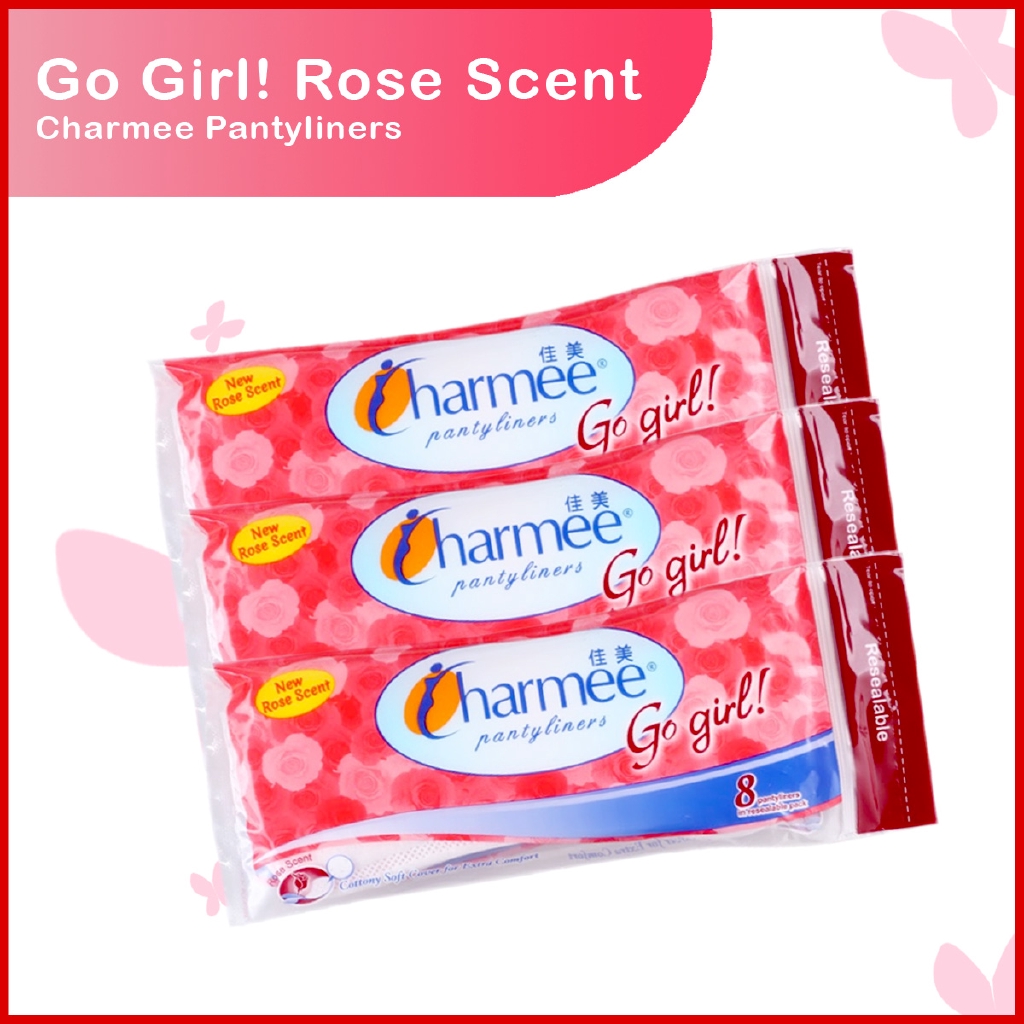 Charmee Go Girl Pantyliner Rose Scent 8's x 3 Shopee Philippines