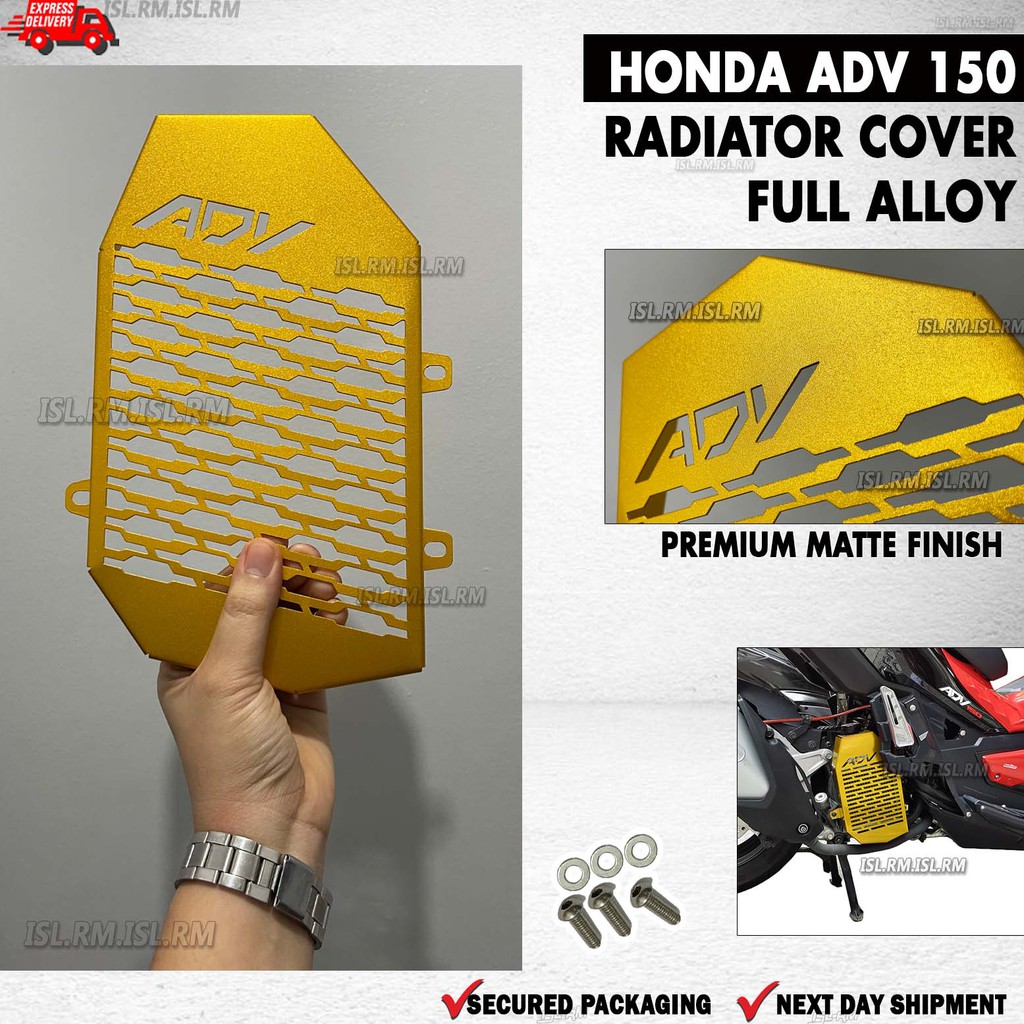 Honda ADV 150 Radiator cover full alloy premium matte finish GOLD plug