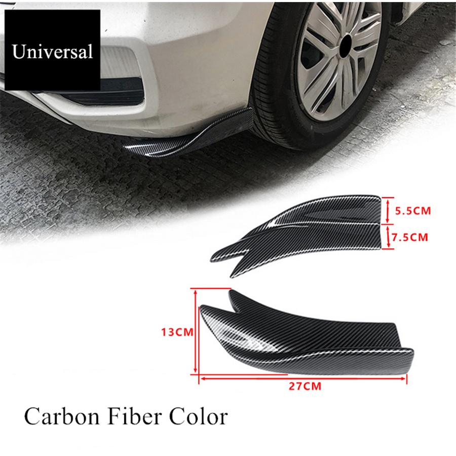 Pair Universal Car Rear Bumper Spoiler Canard Fin Diffuser Lip Carbon