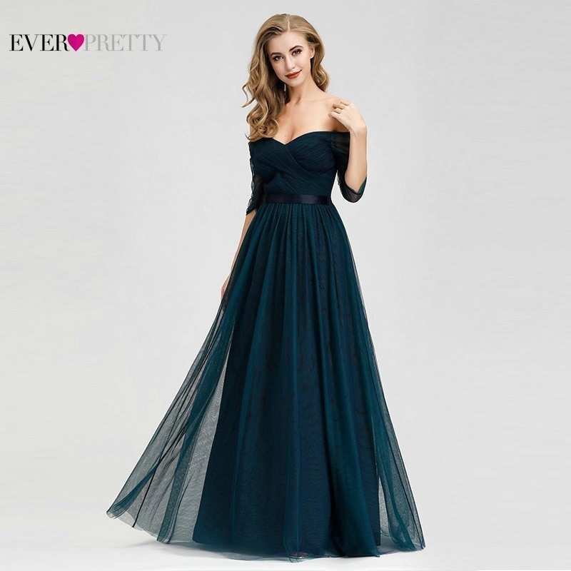off shoulder gown with sleeves