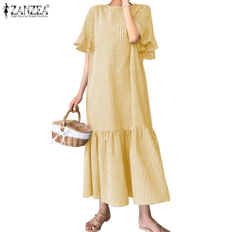 frill sleeve maxi dress