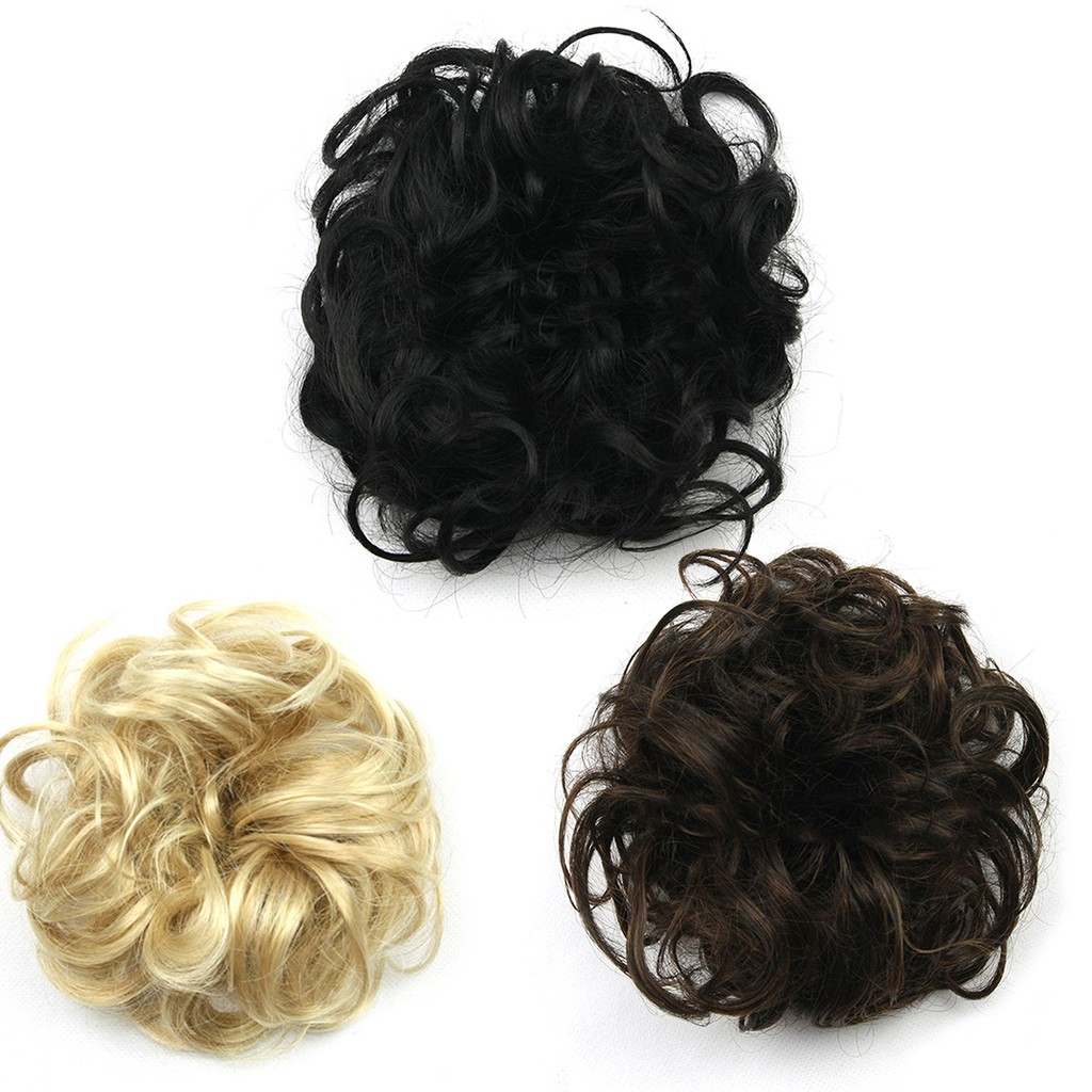 Ladies Wavy Curly Messy Dish Hair Bun Extension Hairpiece Chignon