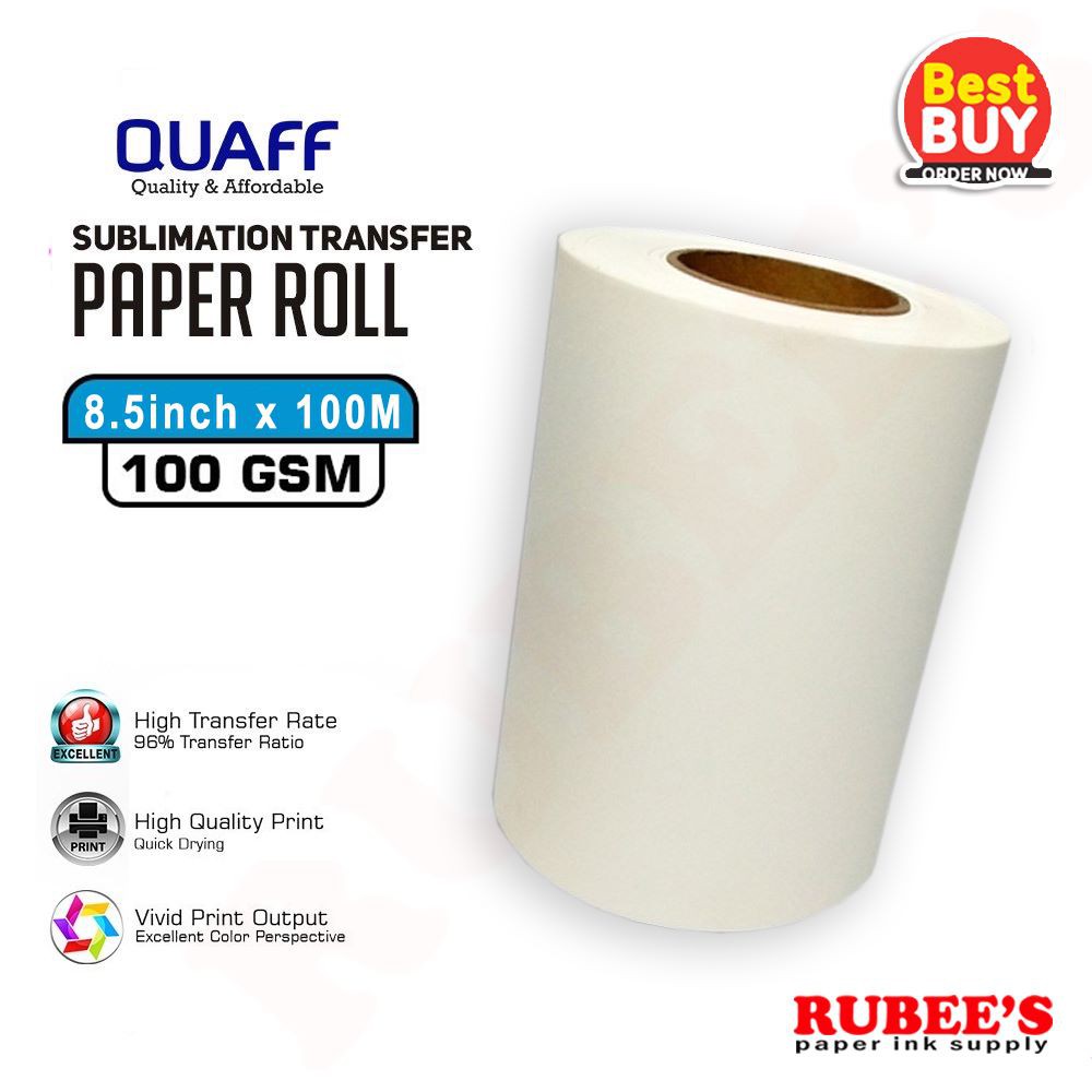 QUAFF SUBLIMATION PAPER 100GSM ROLL (8.2INCH X 100M) Shopee Philippines