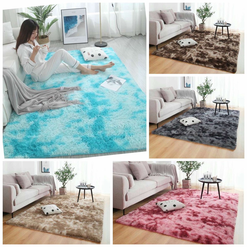 Large Fluffy Rugs Anti-Skid Gradient Color Area Rug Home Living Room Bedroom Mat 