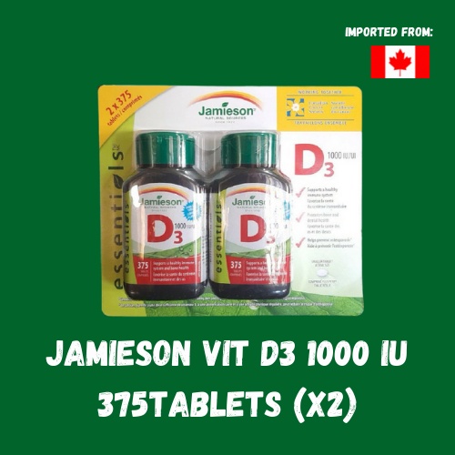 Jamieson Vitamin D3 1000 IU, 375 Tablets, 2/pack Shopee Philippines