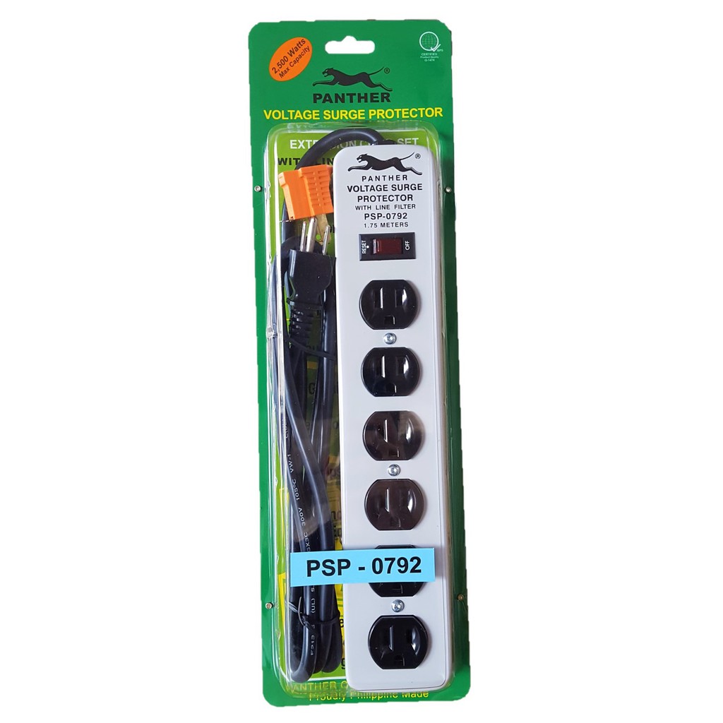 Panther Voltage Surge Protector Extension Cord Set 1.75M PSP0792