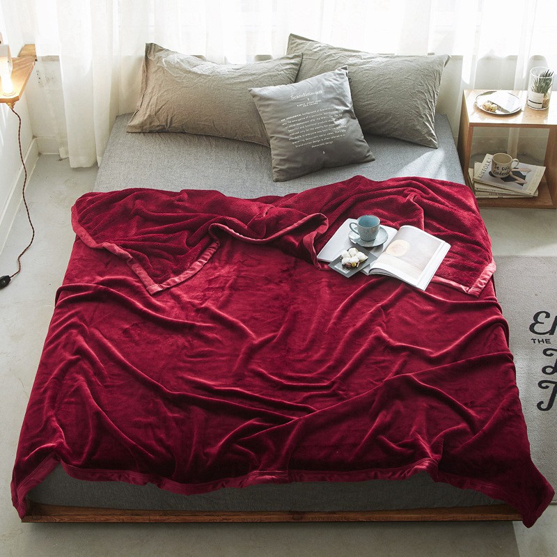 Red Wine Color Fleece Cozy Bed Blankets