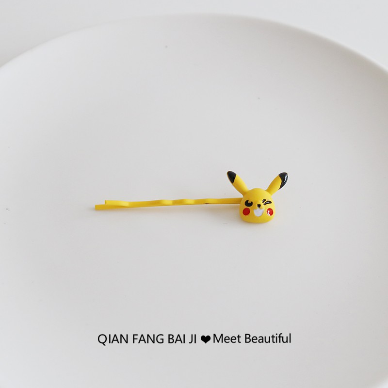 pikachu clip a word  cute anime hairpin hair korean girls accessories tire  ins