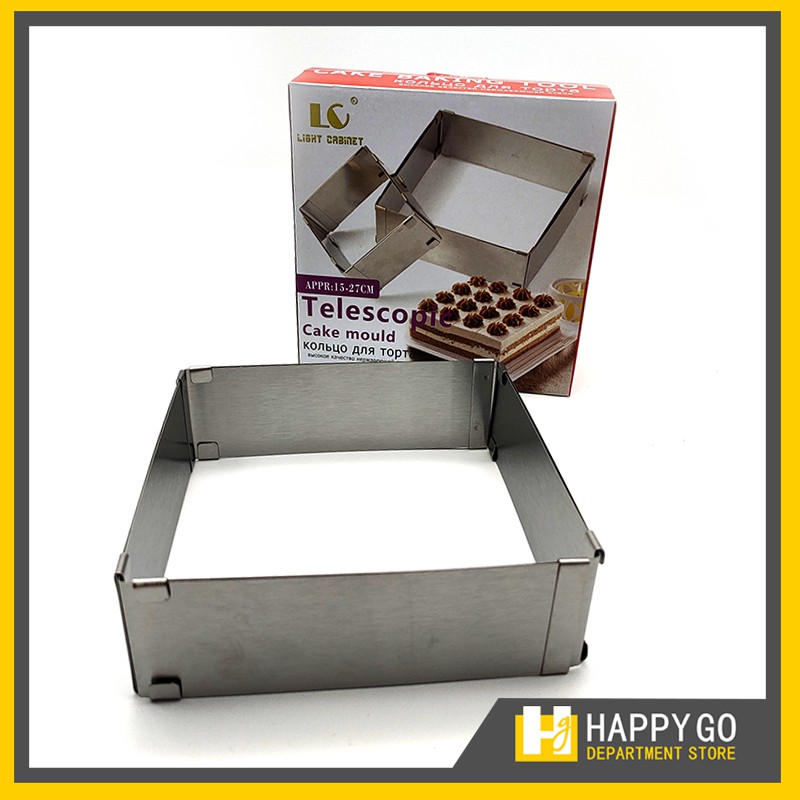 Happy Go Adjustable StainlessSteel Cake Mold Baking Square Form Ring