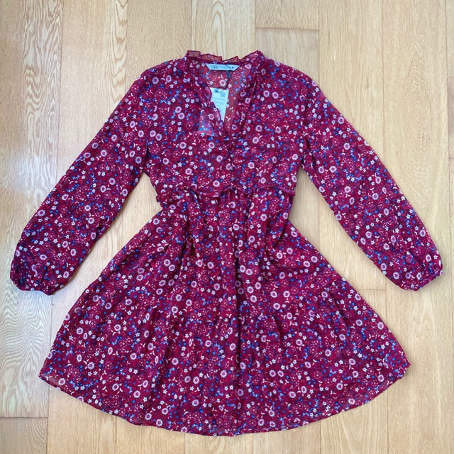 zara red floral dress