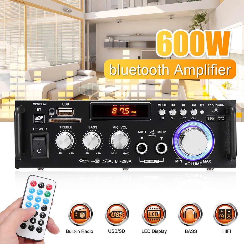 600W Professional Mini Amplifier Home Amplifiers Audio bluetooth