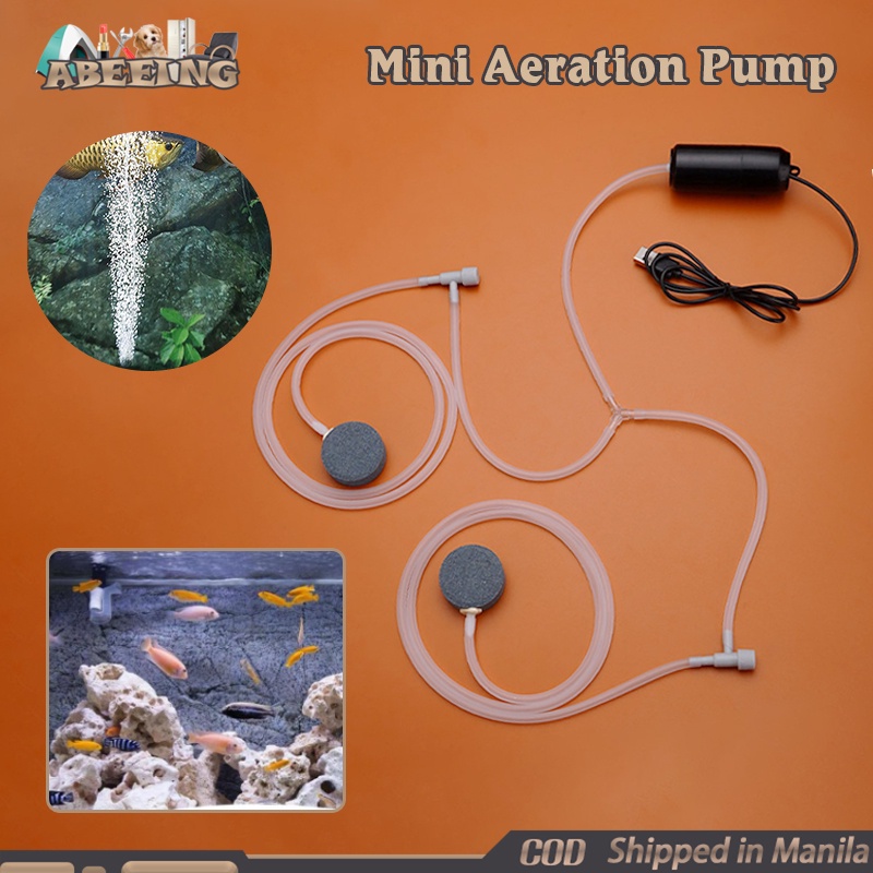 Aquarium Oxygen Air Pump Dual Outlet Mini Quiet USB Small Oxygenator