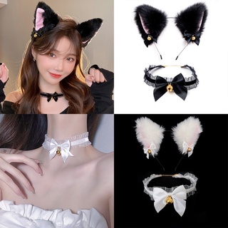 Japanese and Korean Style Cute Cat Ear Headband and Exclusive Matching Necklace