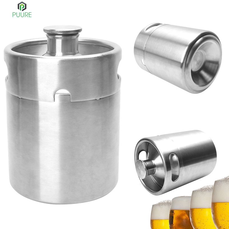 1x 2-5L Homebrew Beer Mini Keg Barrel Bottle Growler Wine Making Stainless Steel 