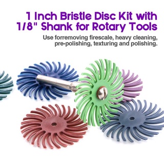 35Pcs Radial Bristle Disc Kit with 6Pcs Mandrels for Rotary Dremel #5