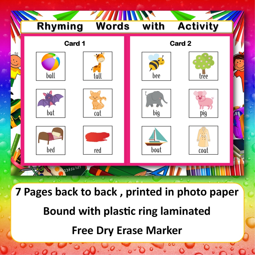 rhyming-words-educational-activity-book-for-children-laminated-7pages