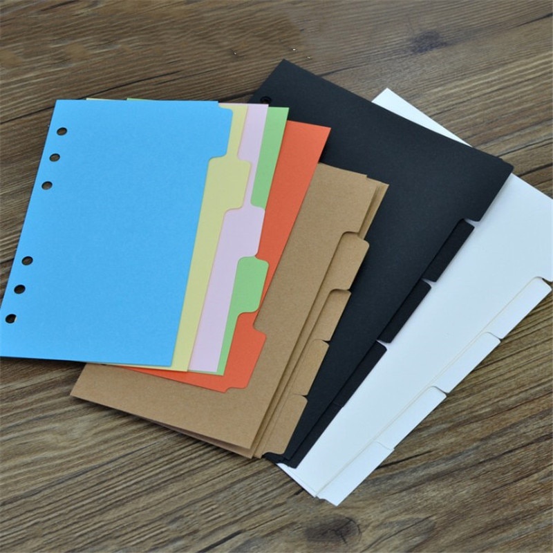 5 Pcs Tabbed Paper A5/A6 Notebook Scrapbook Index Tabs Planner Divider