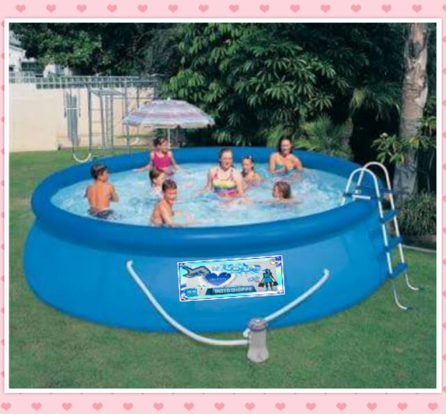 swimming pool with inflatables