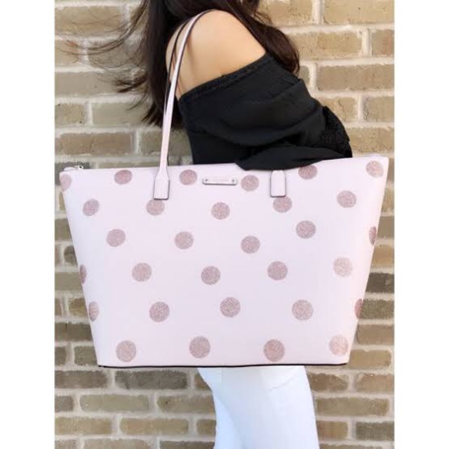 kate spade hani haven lane pink glitter tote bag