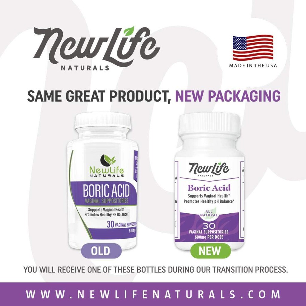 NewLife Naturals Medical Grade Boric Acid Vaginal Suppositories 600mg