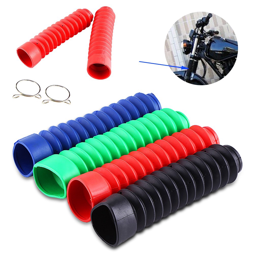 1 Pair Rubber Fork Cover Gaiters Motorcycle Front Fork Gaiters Gators Boots Shock Damping Dust Cover 205 x 42mm Black