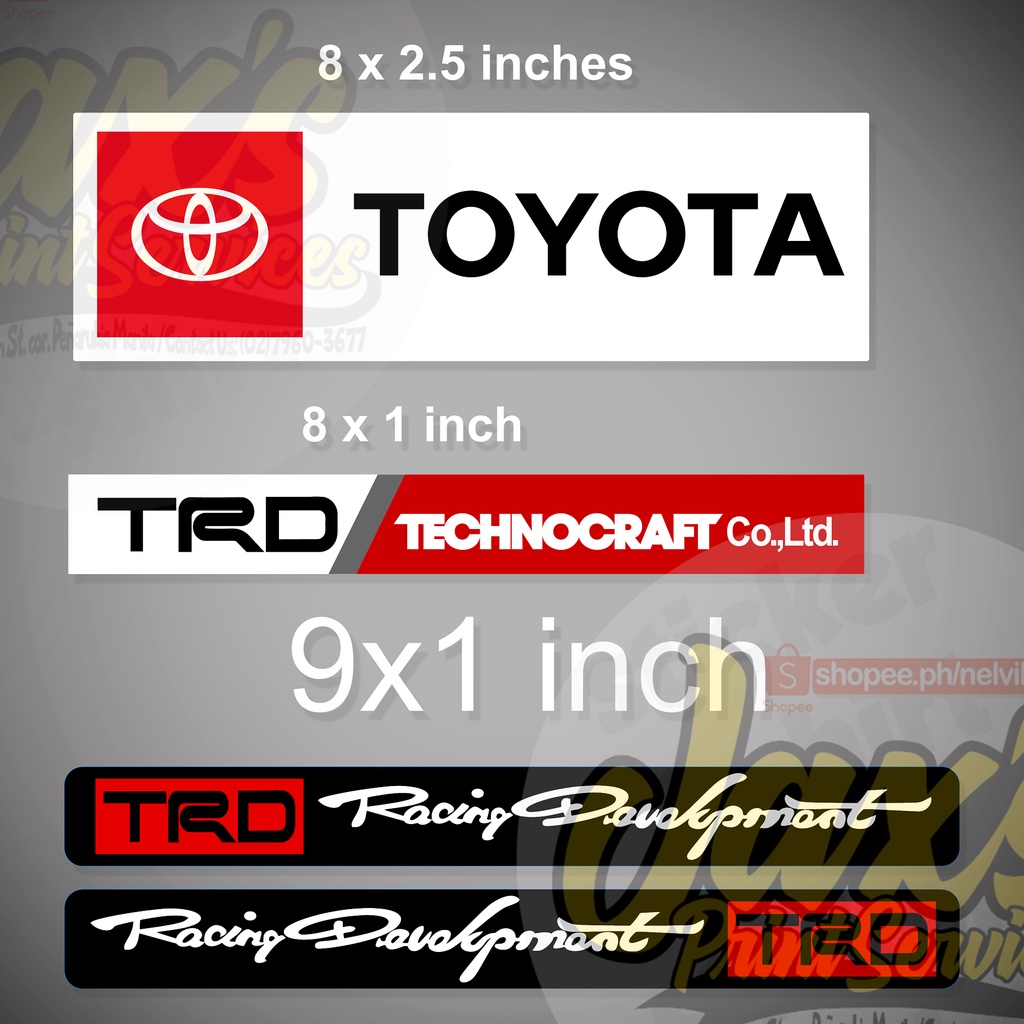 Toyota TRD Sticker Decals Pack for Car Motor Shopee Philippines
