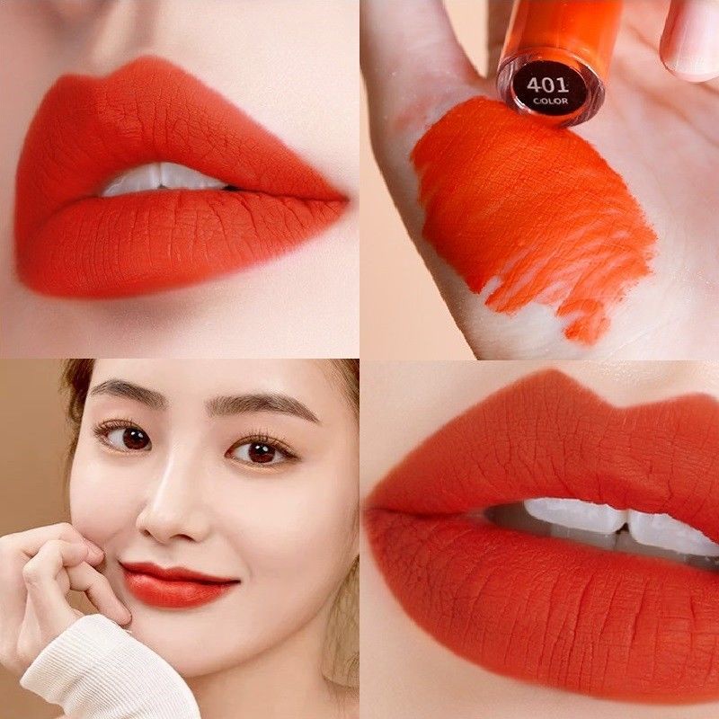 Matte Lasting Long Lip Gloss Liquid Orange Lip Tint Glossy Light Lip Stain Creamy Silky Lip Mud