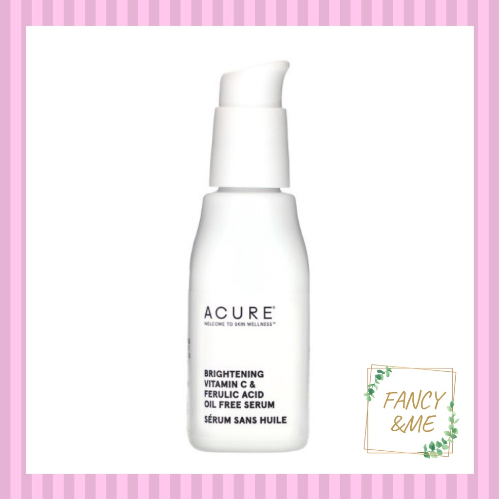 Acure, Brightening Vitamin C & Ferulic Acid Oil Free Serum, 1 fl oz (30