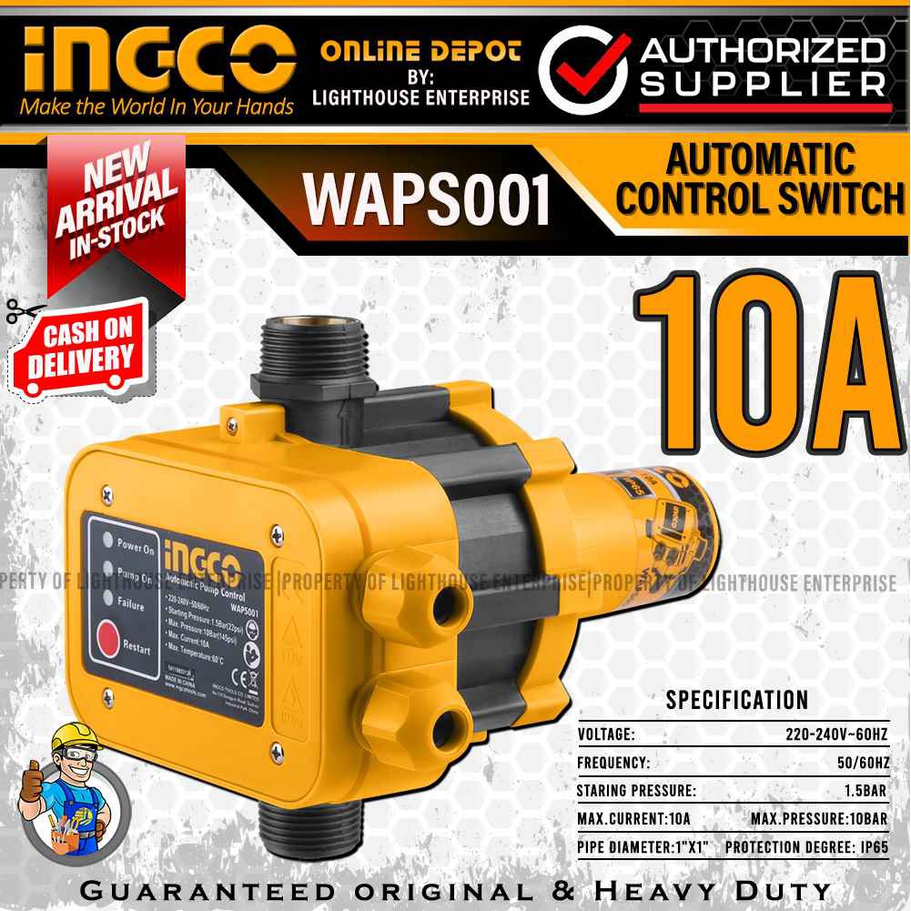 INGCO 10 Bar Automatic Pump Control Switch (WAPS001) Shopee Philippines