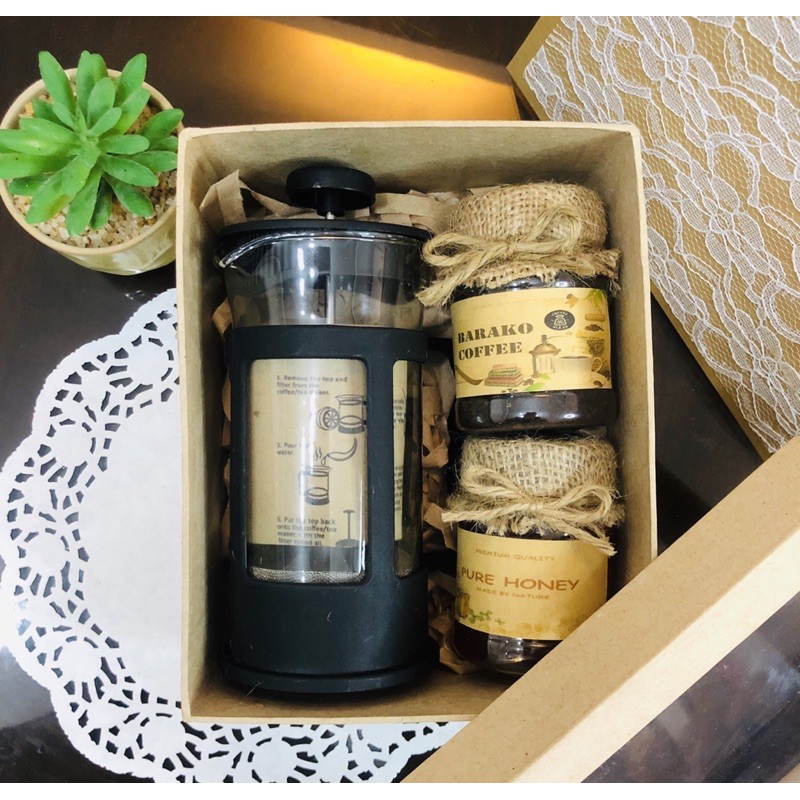 Coffee, Honey and French press gift set / barako box