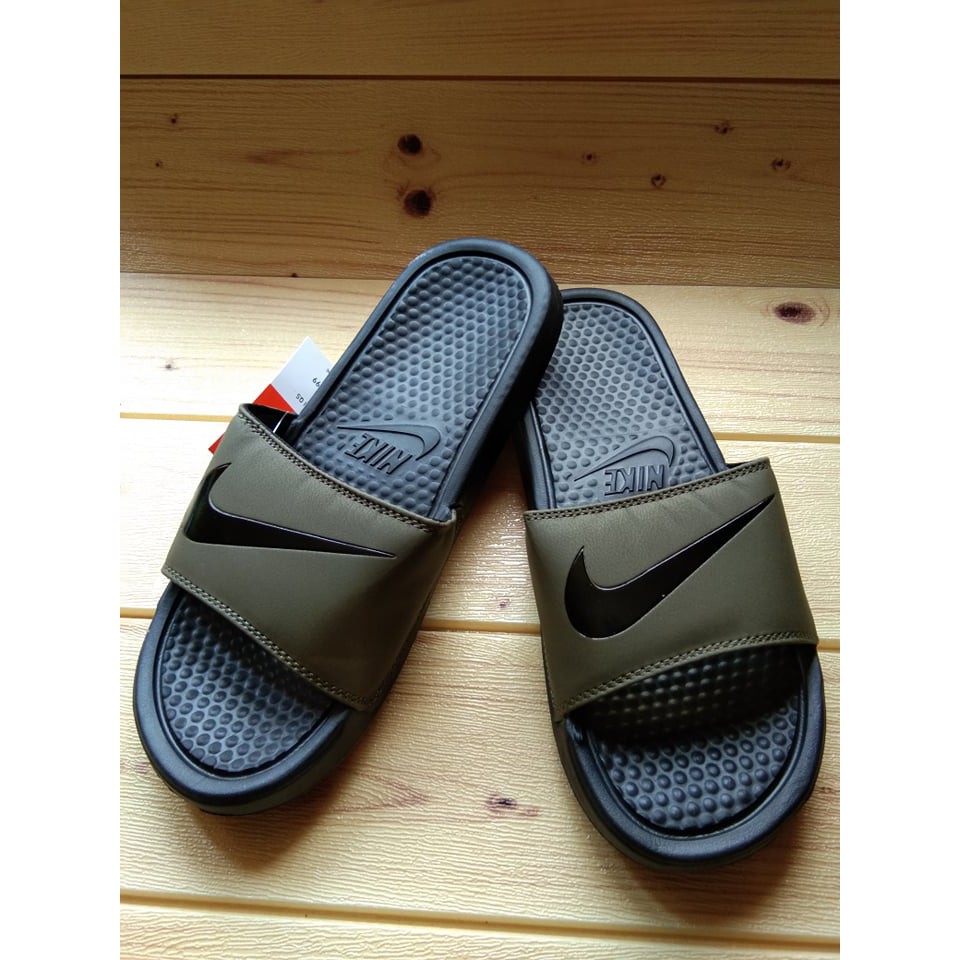 nike slippers army green