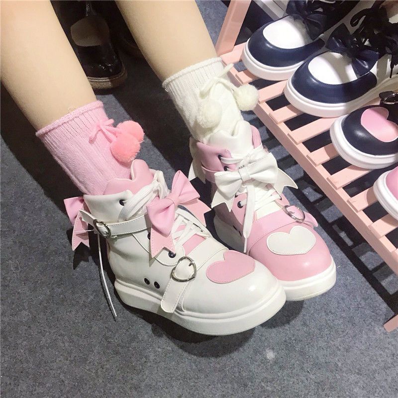 Details about   Women Lolita Girl Warm Fur Pull On Bowknot Ankle Boots Sweet Flats Winter Shoes 