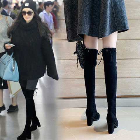 over the knee small heel boots