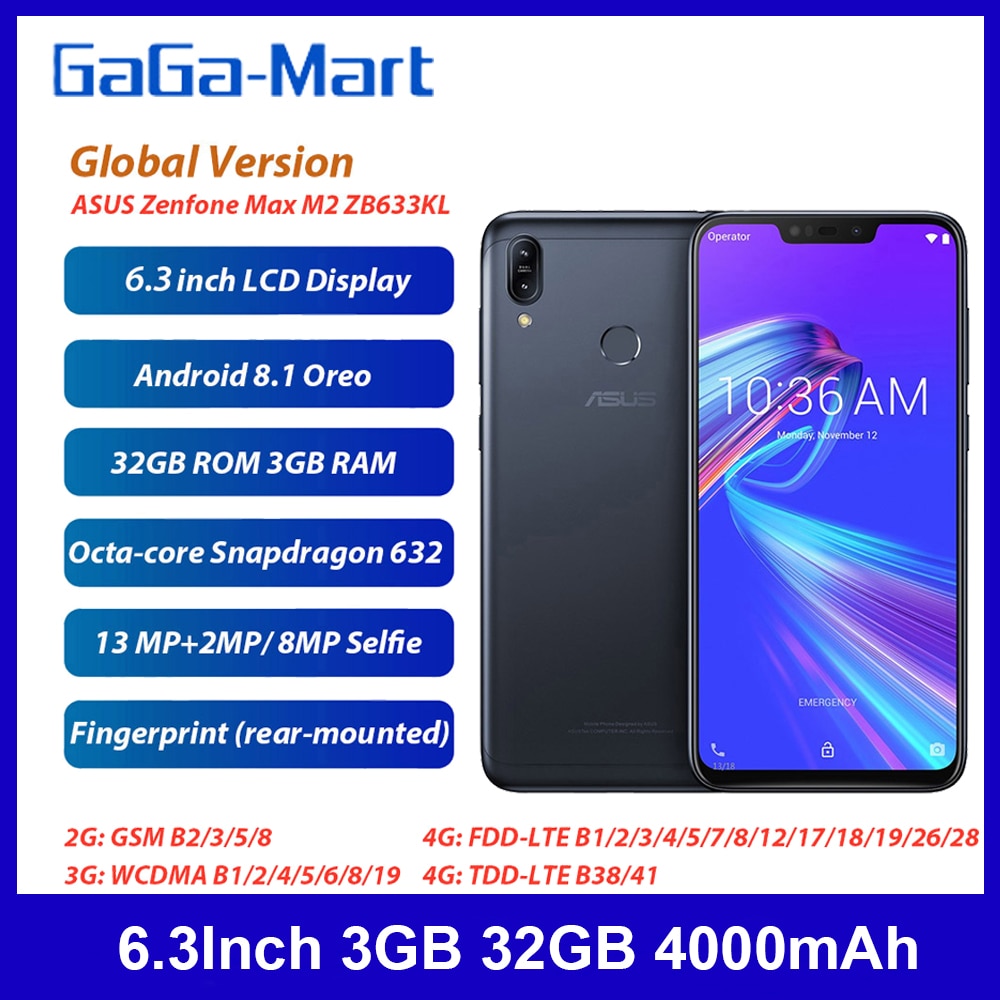 Global Version Asus Zenfone Max M2 Zb633kl Mobile Phone 6 3inch 3gb 32gb 4000mah Dual Sim Android 8 Shopee Philippines