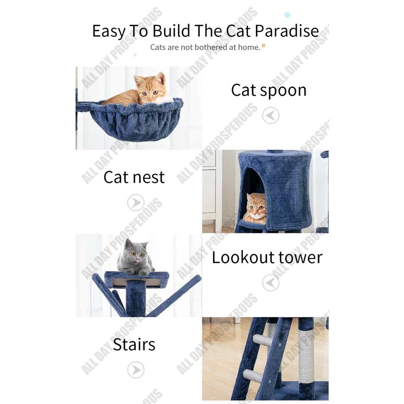 Cats Condo Tree With Scratch Posts Plush Cozy Perch Multi-Level Tower for Lndoor Cat Kitten #5