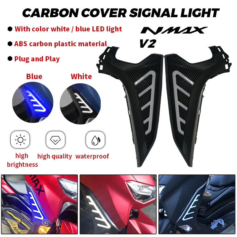 NMAX 2020 V2 LED Signal Light Cover / Motorcycle Front Side Cover Guard Cover(White/Blue